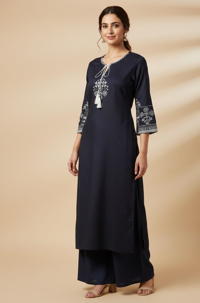 Air Sleeves Aari Embroidery 2Pcs – Elegant Cotton Perfection - U.HCOLLECTION9627