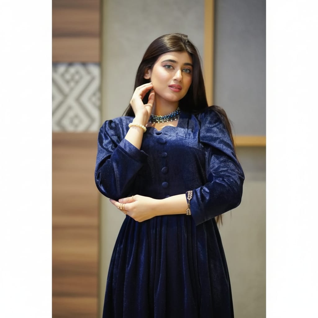 Elegant Velvet Button Frock – Premium Collection UH Collection - U.HCOLLECTION9627